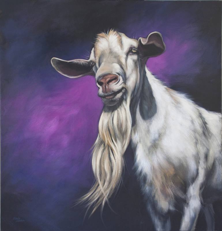 770x802 Saatchi Art Bearded Goat Painting By Hoover - Goat Painting