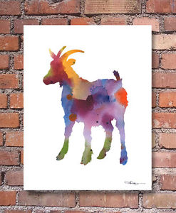 247x300 Billy Goat Abstract Watercolor Painting Animal Art Print By Artist - Goat Painting