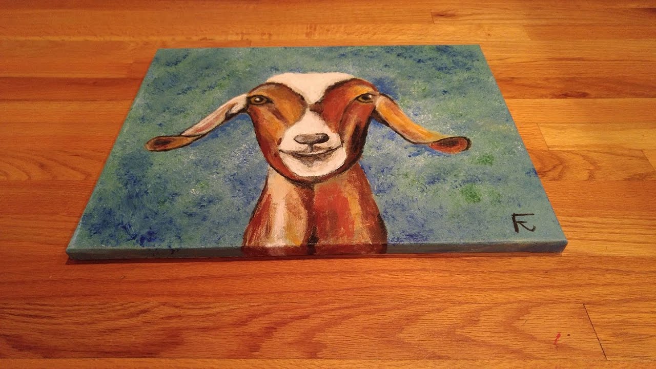 1280x720 Painting A Goat. Art, Creative, Acrlic On Canvas - Goat Painting On Canvas