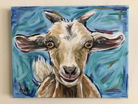 570x427 Twiggy Goat Art Canvas Painting Goat Art, Goats And Canvases - Goat Painting On Canvas