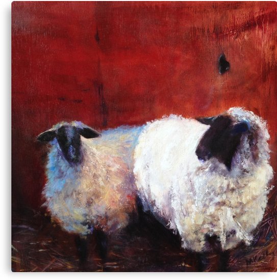 543x550 Frick And Frack - Goat Painting On Canvas