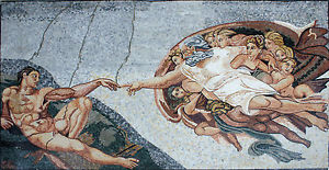 300x155 Recreation Painting Creation Adam God Art Marble Stones Marble - God Adam Painting