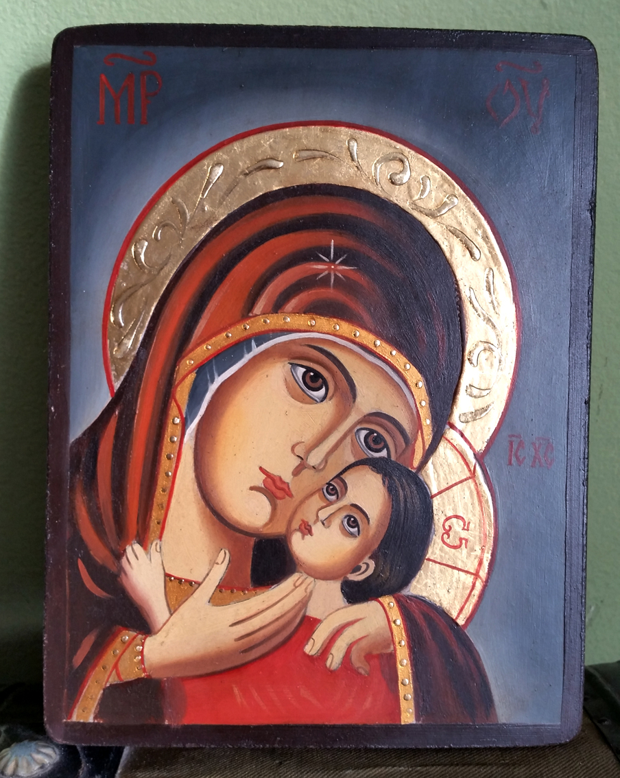 904x1134 Hand Painted Icon Mother Of God Virgin Mary And Jesus Christ - God And Jesus Painting