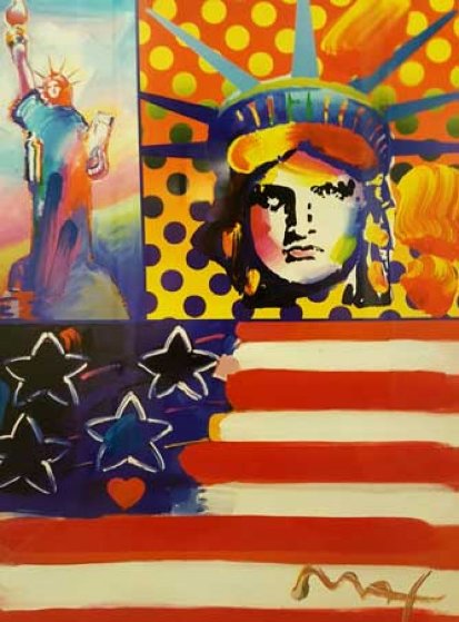413x559 God Bless America Iv 31x37 By Peter Max - God Bless America Painting