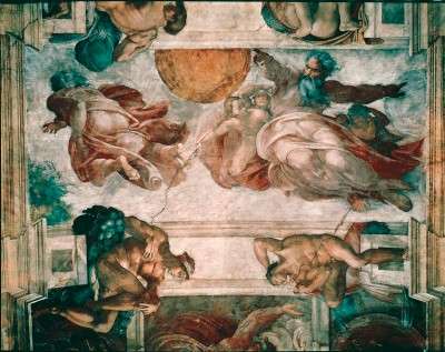 400x317 Creation Of Sun, Moon, And Planets Within The Sistine Chapel - God Creating Adam Painting