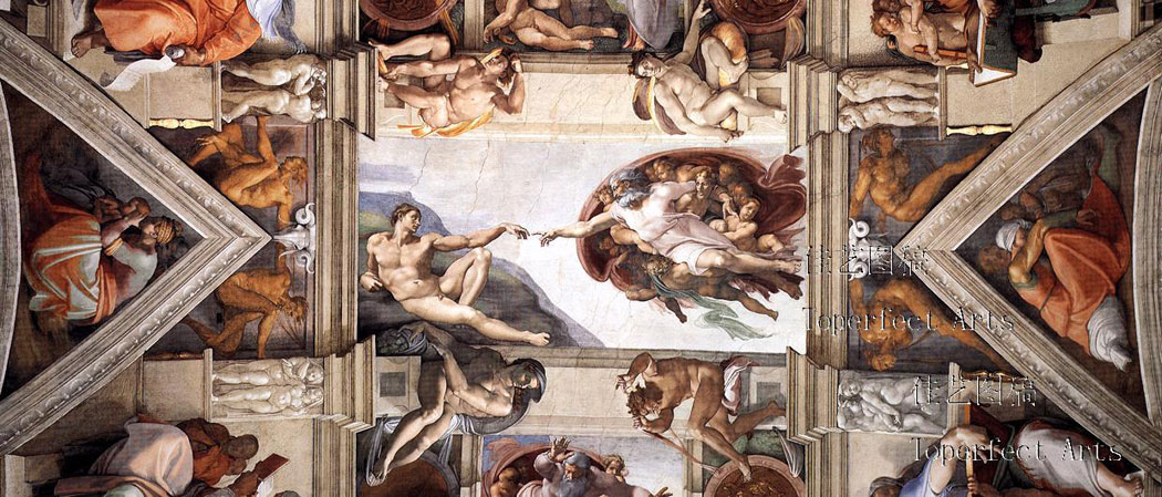 1050x449 The Creation Of Adam La D'Adam Die Erschaffung Adams - God Creating Adam Painting