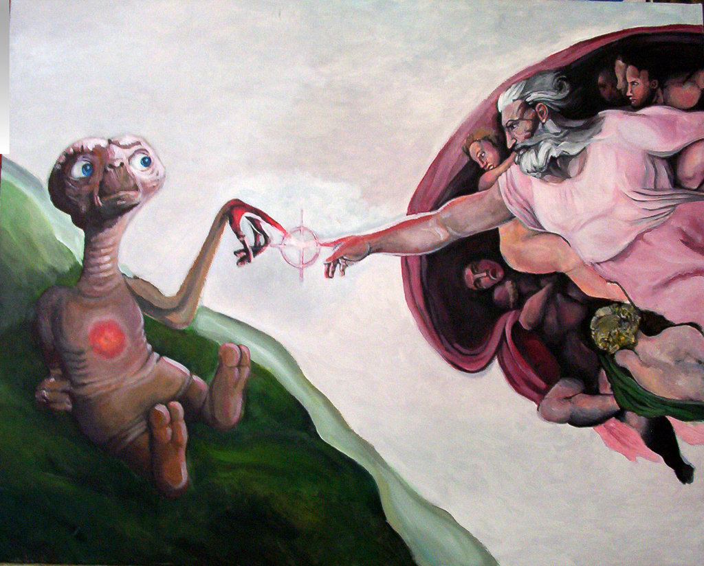 1024x824 Creation Of E.t By Lois Costas By Finearts Pontevedra - God Creating Adam Painting