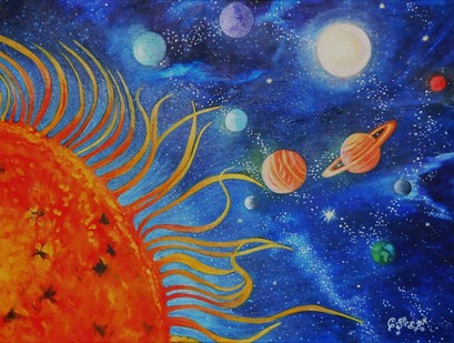 409x309 God's Creation. Day One To Six. Paintings By Caroline Street - God Creating The Universe Painting