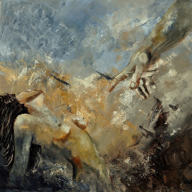 640x639 Pol Ledent Artwork God S Finger Original Painting Oil - God Finger Painting