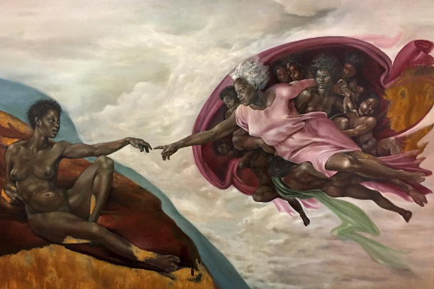 609x405 Uproar Over Artist's Painting Of God As A Black Woman - God Finger Painting