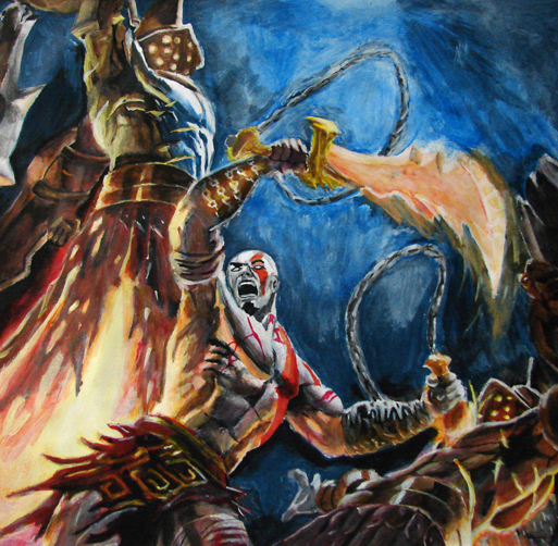 513x502 God Of War Painting By Mr Corr - God Of Painting