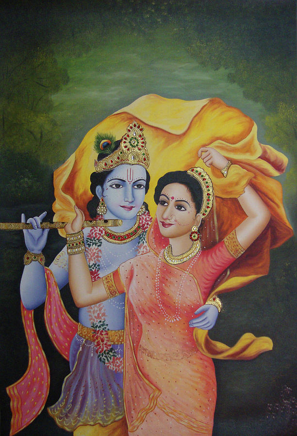 612x900 Goddess God Radha Krishna, Combination Of Love, Online Artwork - God Of Painting