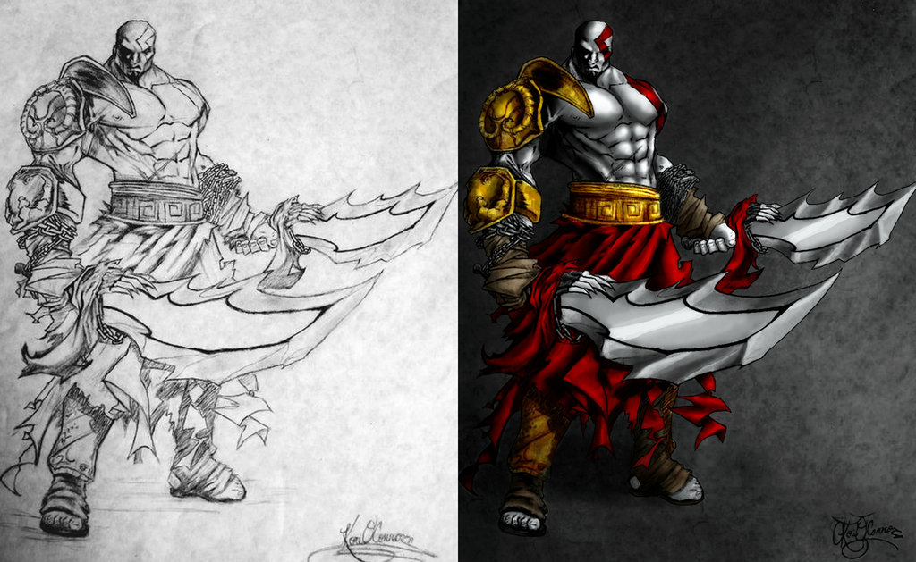 1024x629 God Of War Before And After By Slightly Spartan - God Of War Painting