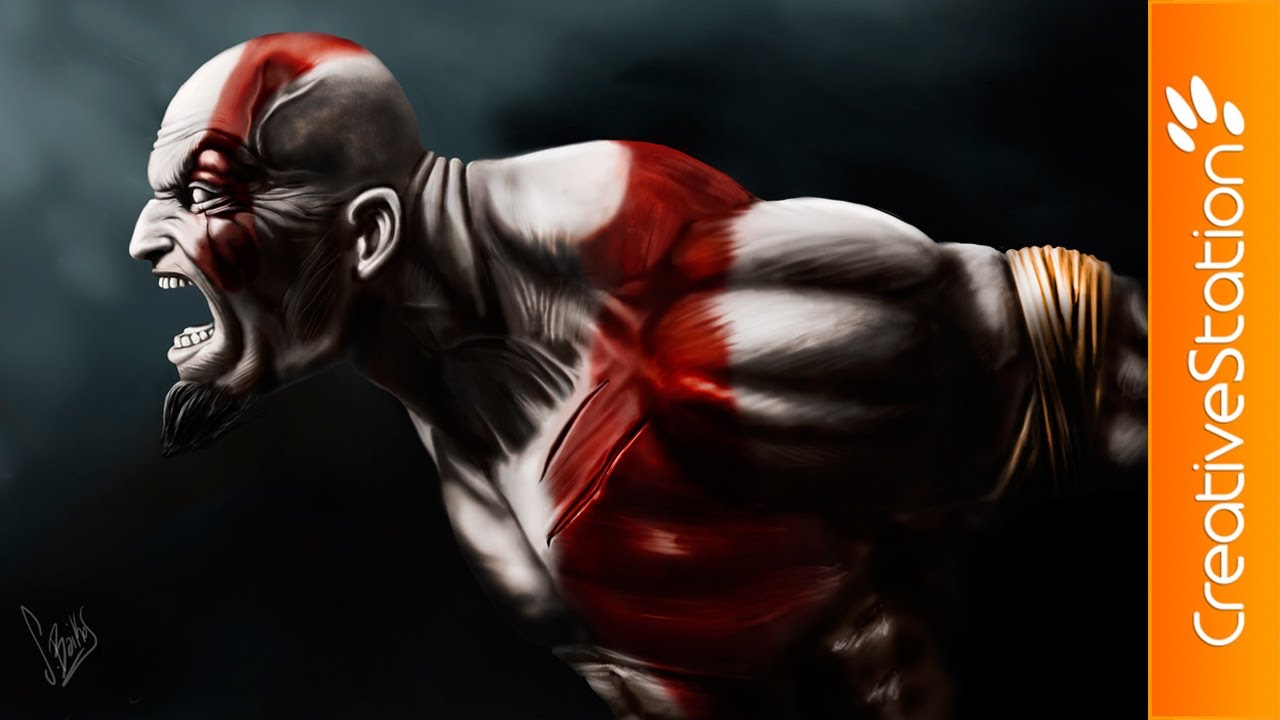 1280x720 Kratos God Of War - God Of War Painting