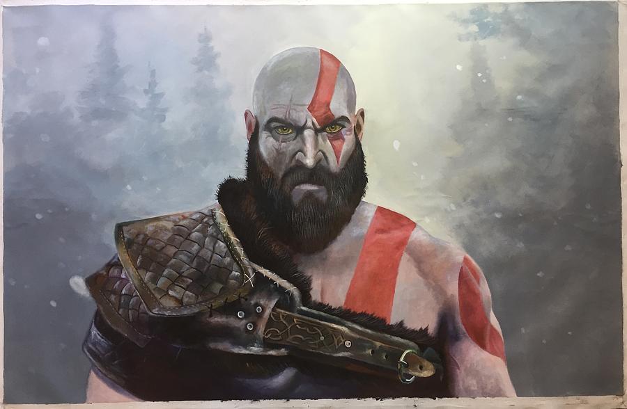 900x588 Kratos God Of War Painting By Benjamin Flamel - God Of War Painting