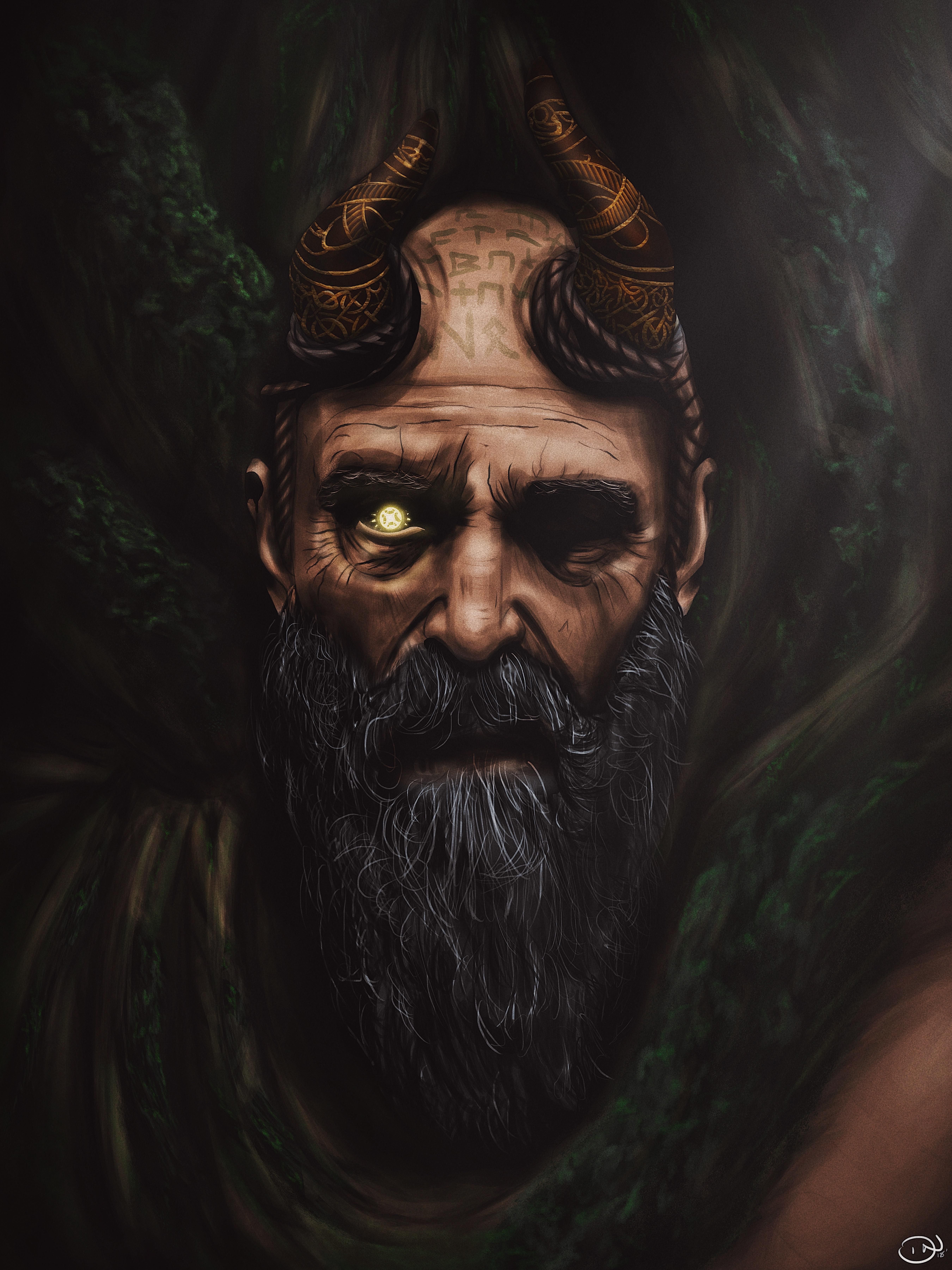 5400x7200 Mimir The Wise One (God Of War) - God Of War Painting