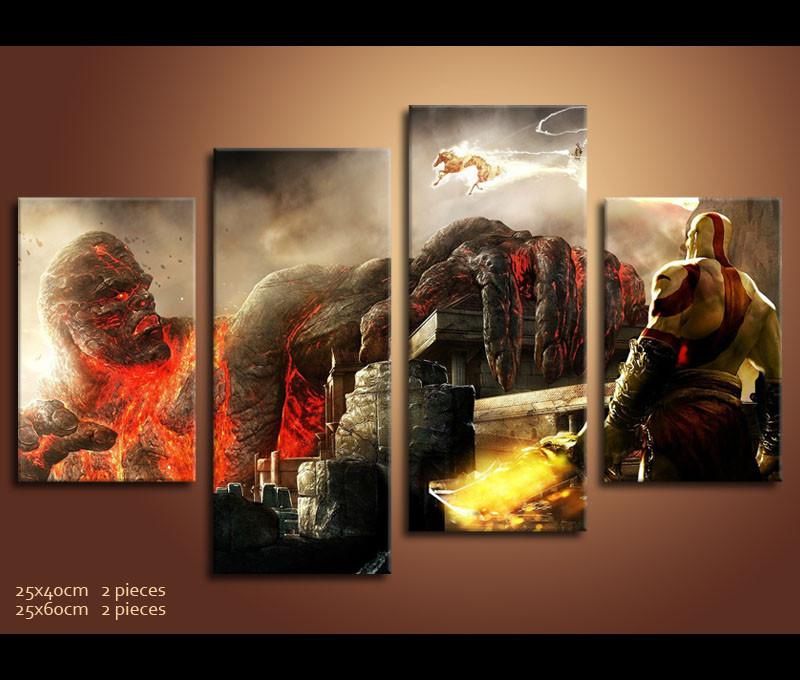 800x680 4 Pieces God Of War Canvas Art Print, Game Canvas Painting Wall - God Of War Painting