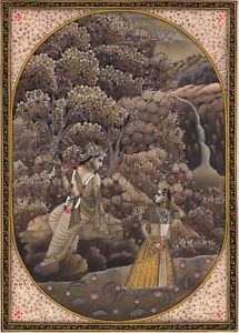 215x300 Radha Krishna Hindu Miniature Painting Handmade Indian Religious - God Painting