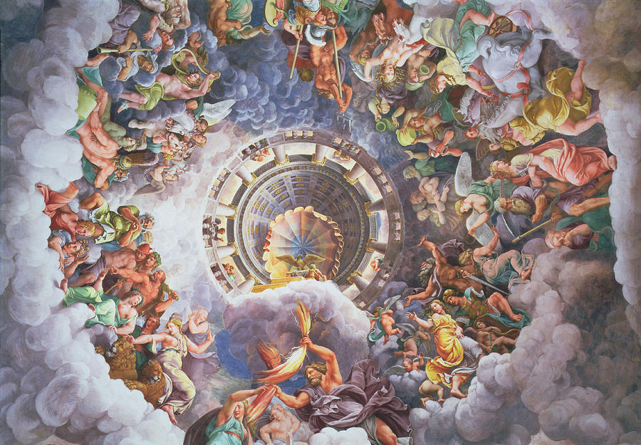 900x625 The Gods Of Olympus Painting By Giulio Romano - God Painting