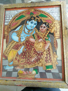225x300 Antique Reverse Glass Painting - God Painting