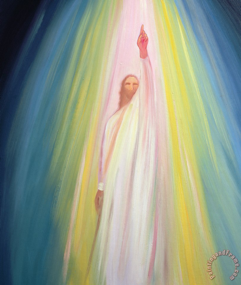 812x960 Elizabeth Wang Jesus Christ Points Us To God The Father Painting - God The Father Painting