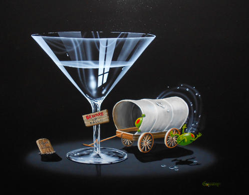 497x389 Michael Godard Falling Off The Wagon 2007 [Newbest Br 8322 - Godard Olive Painting