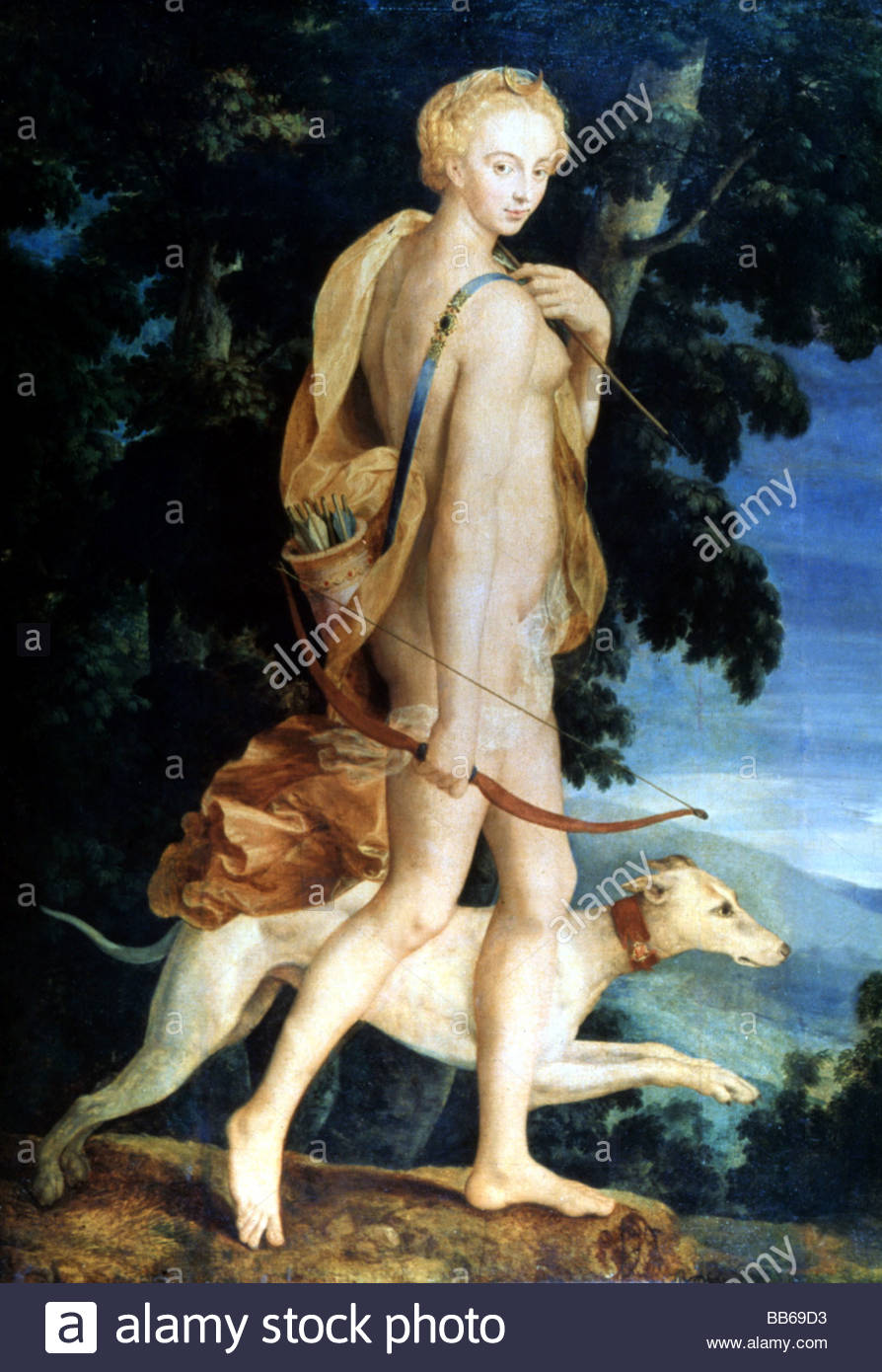 894x1390 Diana, Roman Goddess Of The Hunt, Painting, Fontainebleau School - Goddess Diana Painting