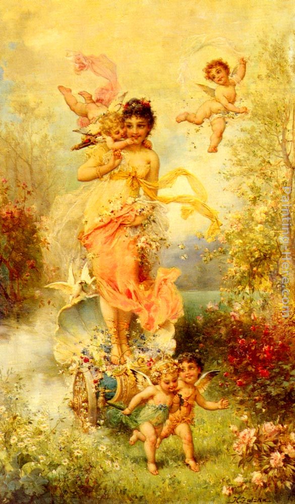 585x1000 Hans Zatzka The Goddess Of Spring Painting Anysize 50% Off - Goddess Painting