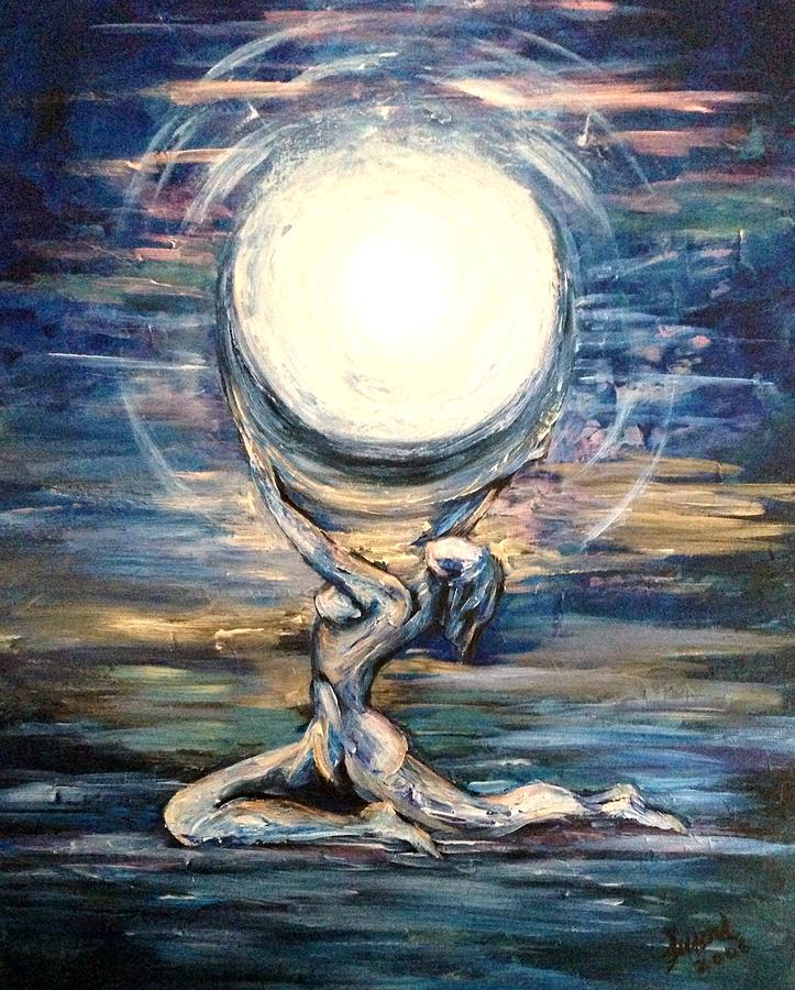 723x900 Moon Goddess Painting By Karen Ferrand Carroll - Goddess Painting