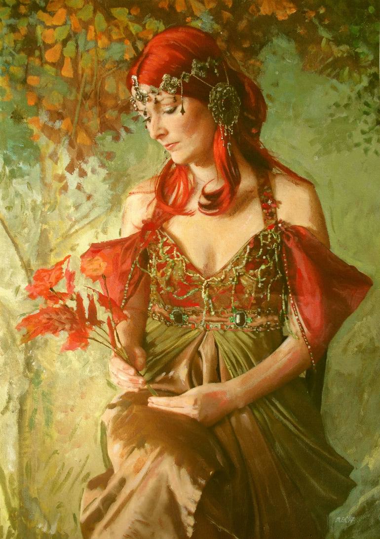 770x1092 Saatchi Art Autumn Goddess Painting By William Oxer Frsa - Goddess Painting