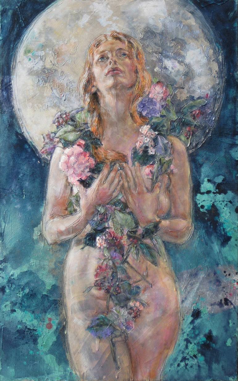 770x1232 Saatchi Art Moon Goddess Painting By Mollie Kellogg - Goddess Painting