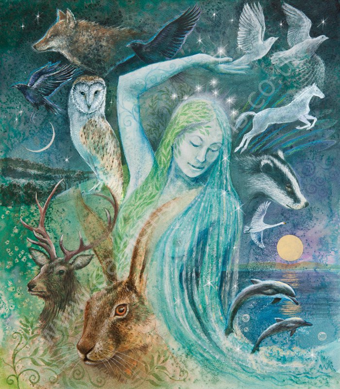 700x800 Sacred Creatures Of The Goddess - Goddess Painting