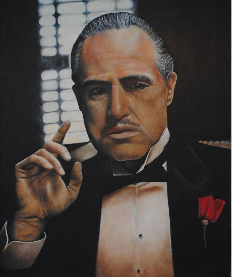 755x900 Marlon Brando The Godfather Painting By David Dunne - Godfather Painting