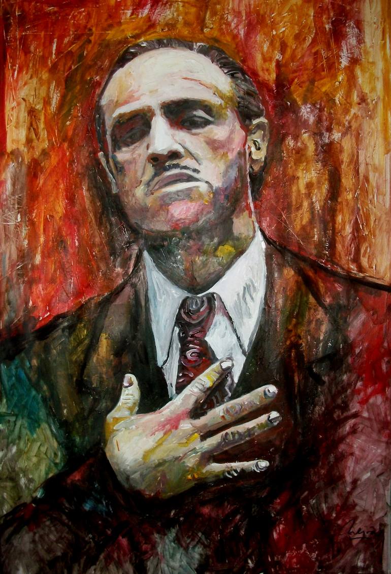 770x1131 Saatchi Art Marlon Brando Godfather Mixed Media Original Painting - Godfather Painting