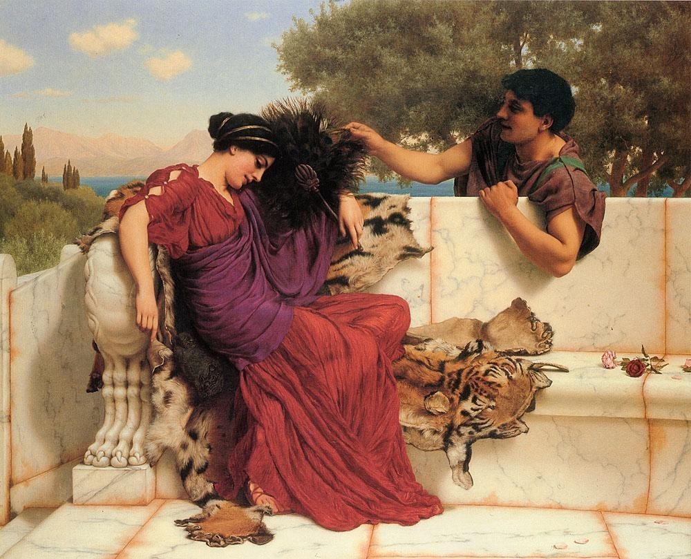 1000x809 John William Godward The Old Old Story Painting Best Paintings - Godward Painting