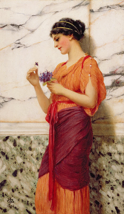 522x900 Violets Painting By John William Godward - Godward Painting