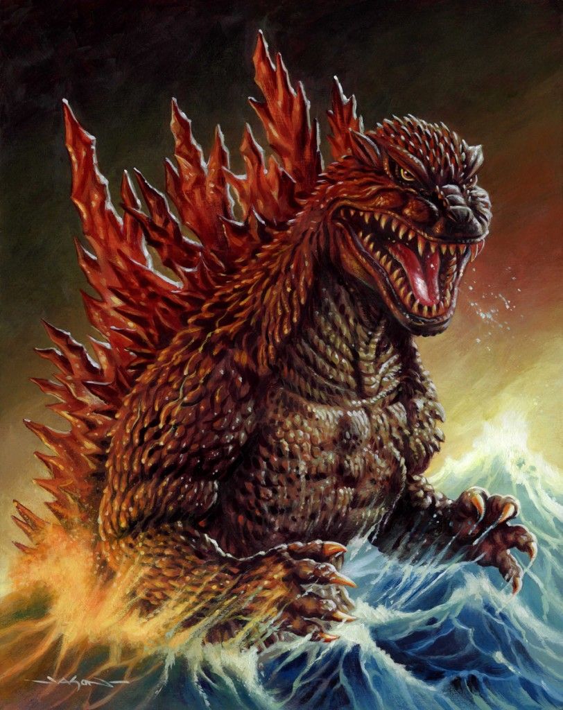 812x1024 Godzillagodzilla Painting For Tribute Art Show - Godzilla Painting
