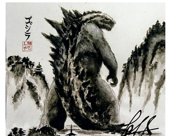 340x270 Kong Skull Island Style Painting Prints - Godzilla Painting