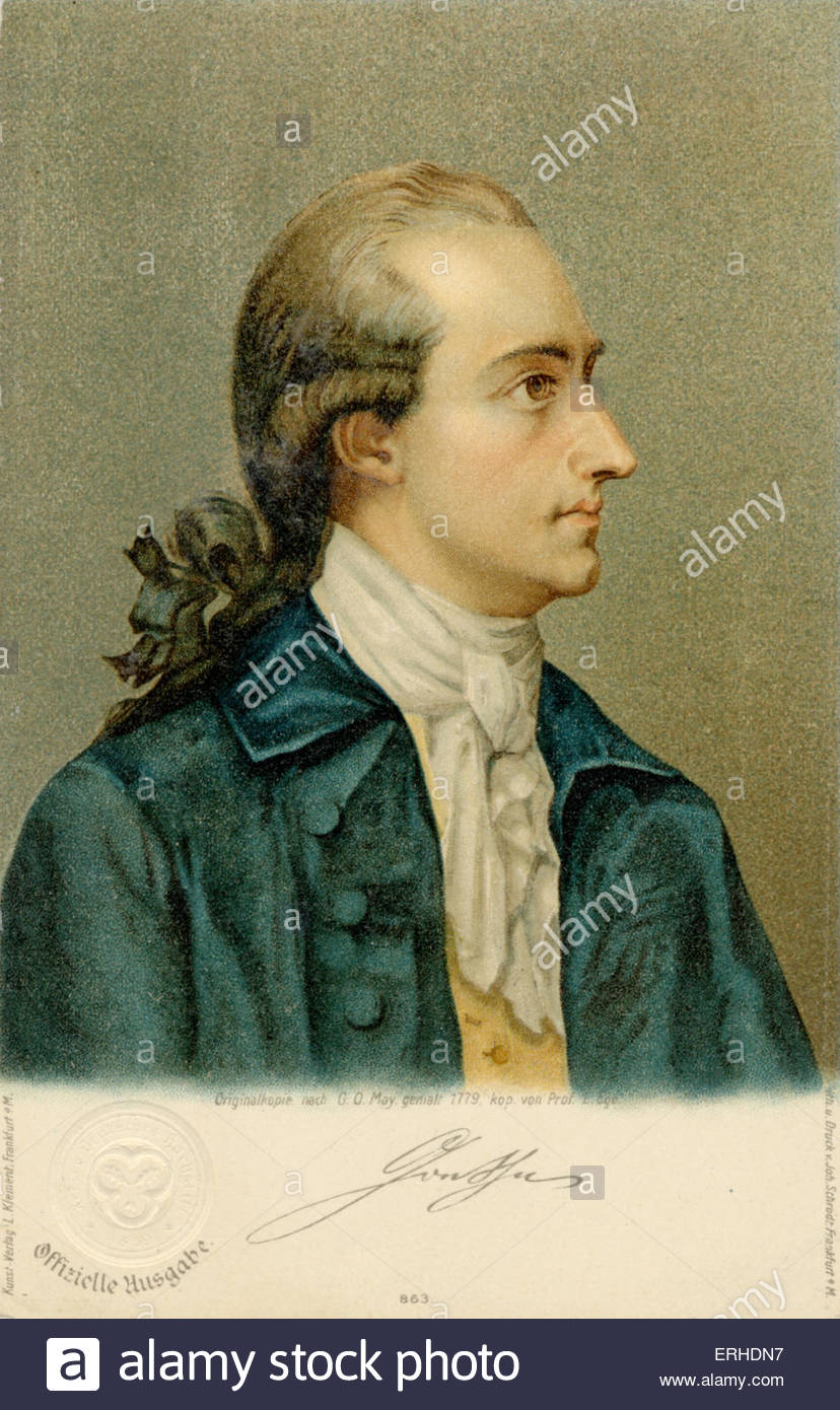 828x1390 Wolfgang Von Goethe, Portrait As A Young Man With Facsimile Stock - Goethe Painting