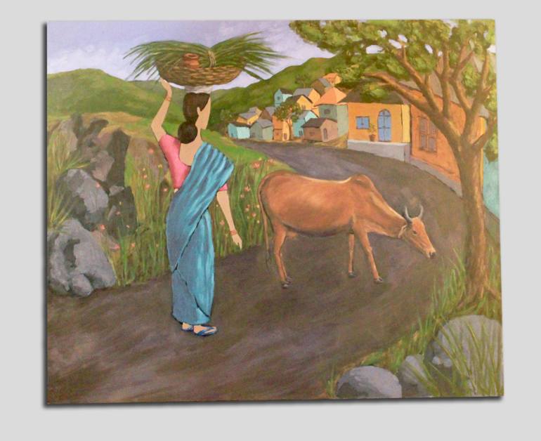 770x628 Saatchi Art Going Home Painting By Ram Patil - Going Home Painting