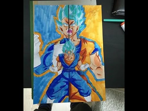480x360 Drawing Vegito Goku Amp Vegeta Fusion Super Saiyan Blue - Goku And Vegeta Painting