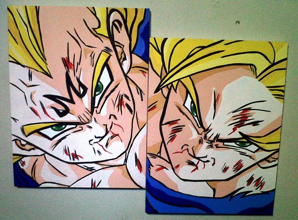 960x710 Cuadros De Goku Vs Vegeta By Expulsado99 - Goku And Vegeta Painting