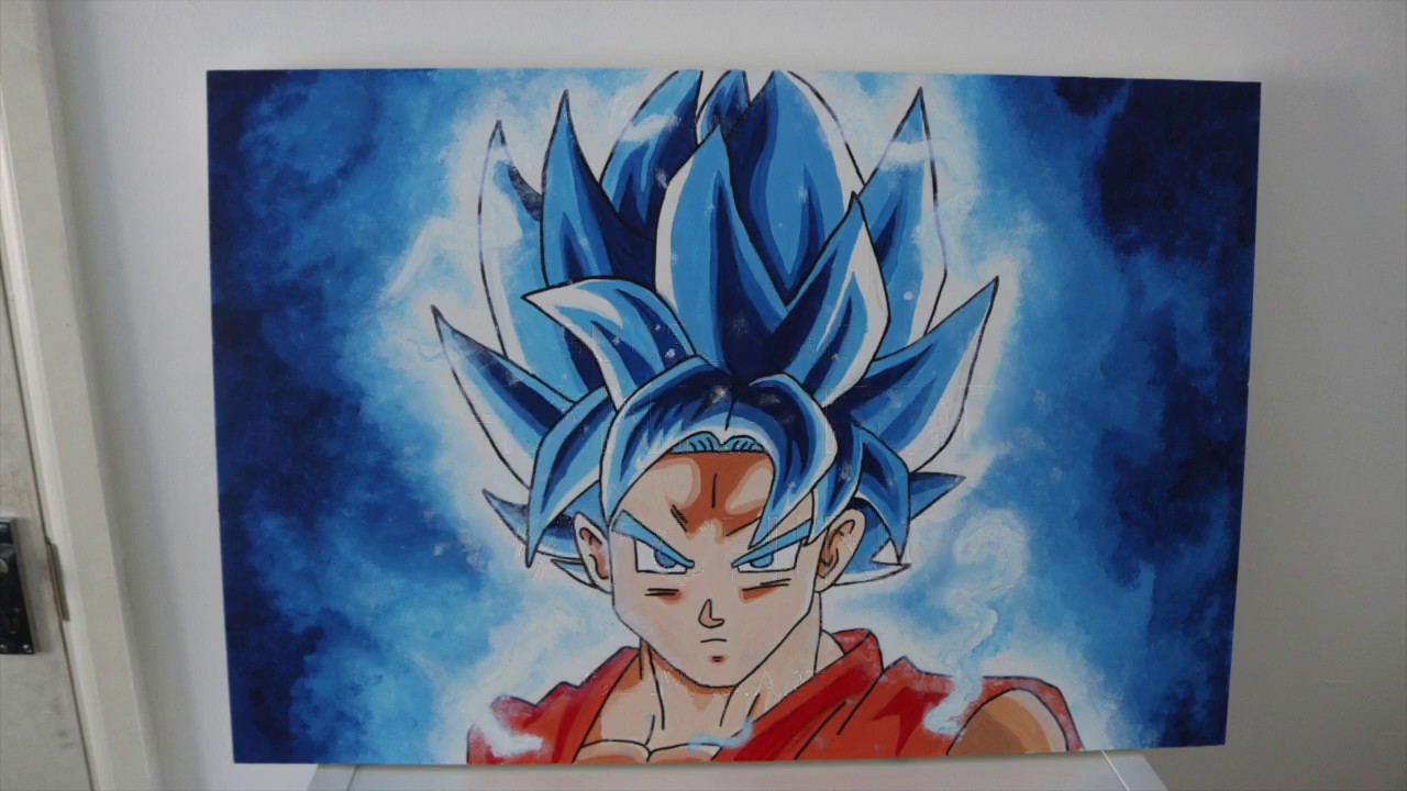 1280x720 Goku Super Saiyan Blue Timelapse Painting Art - Goku Painting
