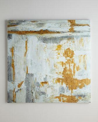 336x420 John Richard Collection Large White And Gold Abstract - Gold Abstract Painting