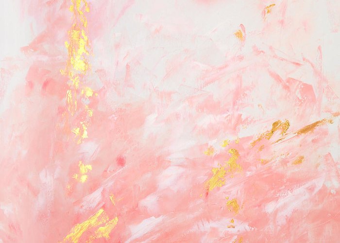 700x500 Pink Gold Abstract Painting Greeting Card For Sale By Voros Edit - Gold Abstract Painting