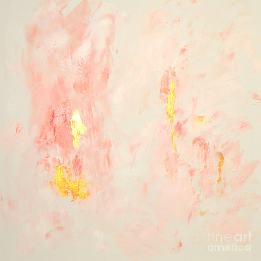 900x900 Pink Gold Abstract Painting Painting By Voros Edit - Gold Abstract Painting