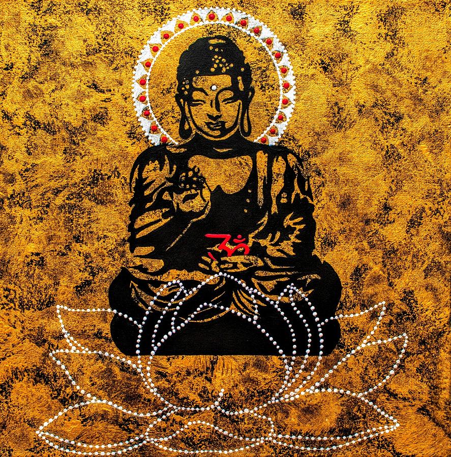 887x900 Gold Buddha Painting By Viking Artist - Gold Buddha Painting