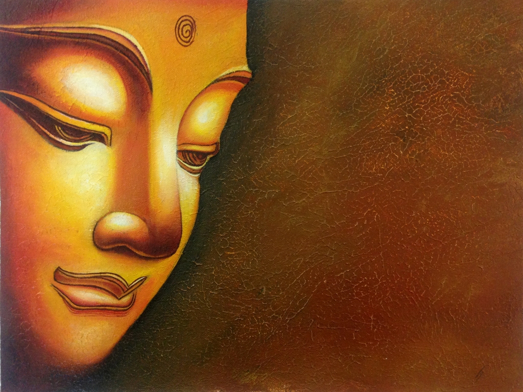 1024x768 Golden Texture - Gold Buddha Painting