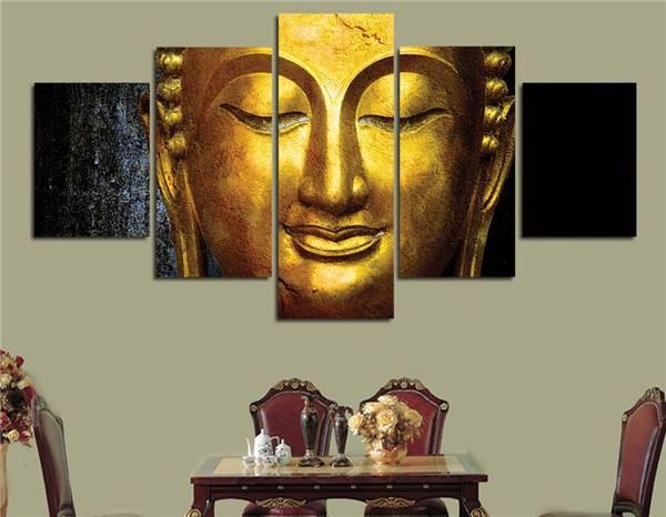 600x466 Limited Edition Buddha Gold Light 5 Piece Canvas Painting - Gold Buddha Painting