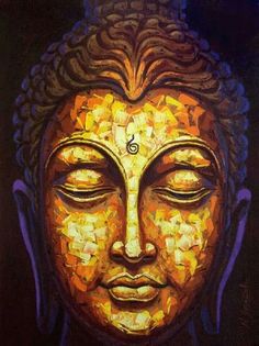 236x315 Painting By Me Black Blue Gold Orange Buddha Painting Dark Boho - Gold Buddha Painting